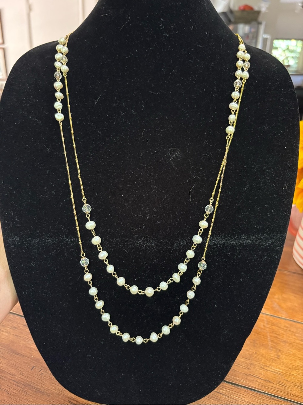 Aldo Classic Gold Pearl Layered Necklace
